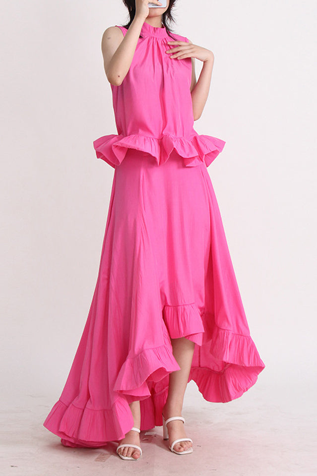 Elaine Pink Sleeveless Ruffle Mermaid Set