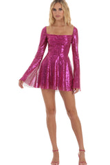 Lulus Sequin Long Sleeve Dress