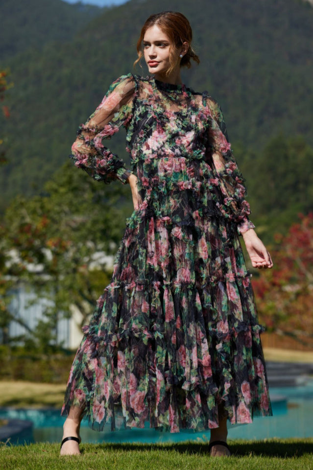 Aurora Floral Mesh Dress