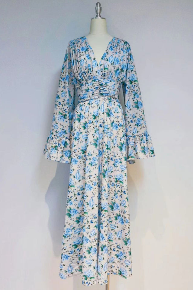 Aracely V Neck Floral Maxi Dress