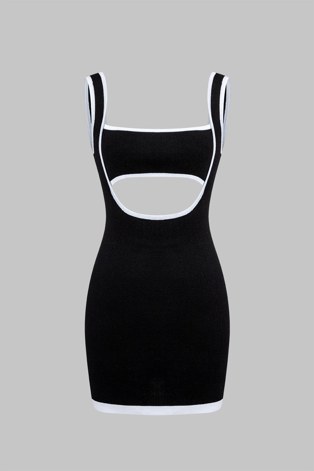 Contrast Knit Cut Out Backless Dress