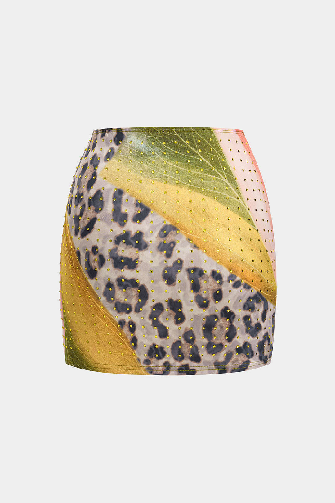 Leopard Pattern Rivet Skirt