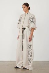 Lola Linen Embroidery Shirt + Pants Set