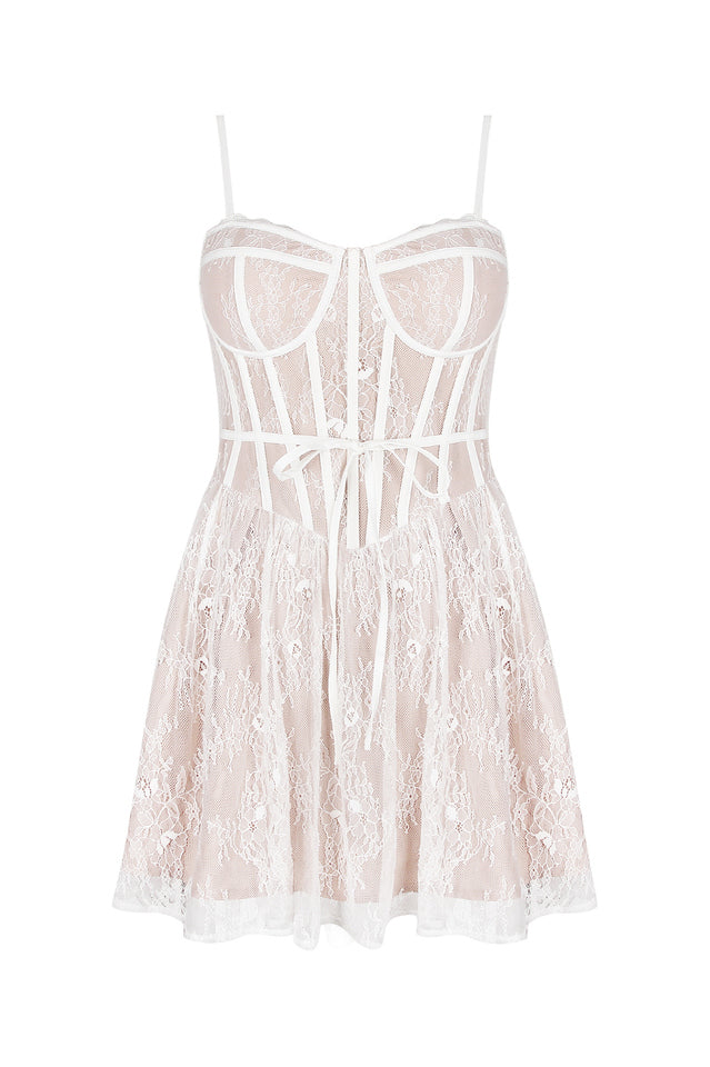 Louisa Vintage Cream Lace Mini Dress