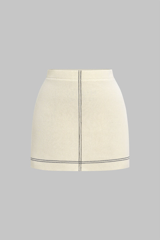 Knit Contrast Mni Skirt