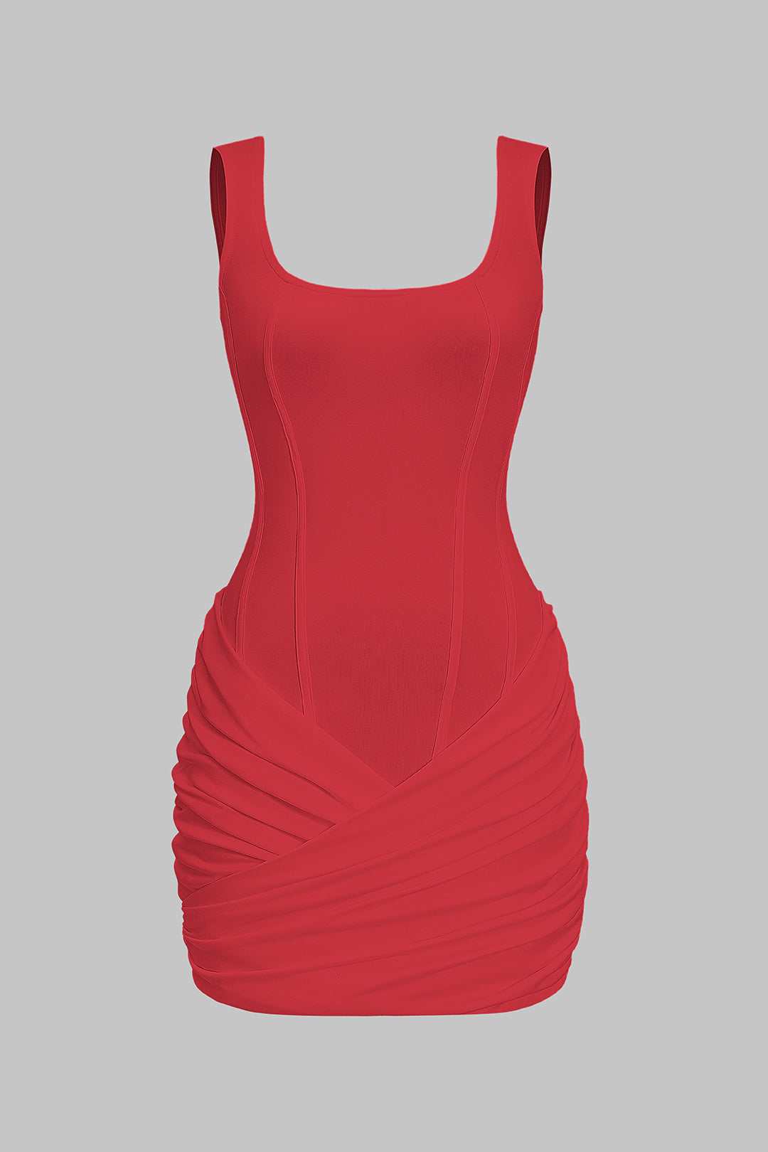 Ruched Asymmetrical Sleeveless Mini Dress