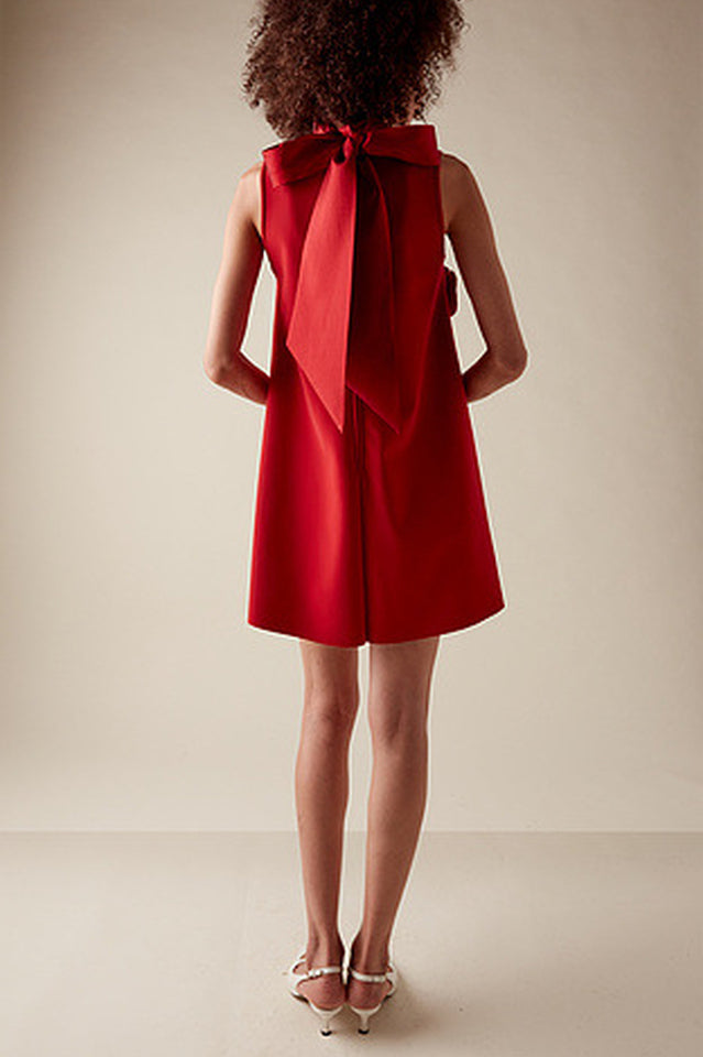 Hilary Red Appliqued Shift Mini Dress