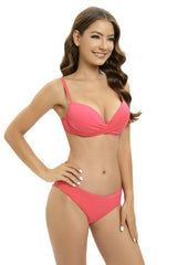 Solid Color Tie Front Bikini Set