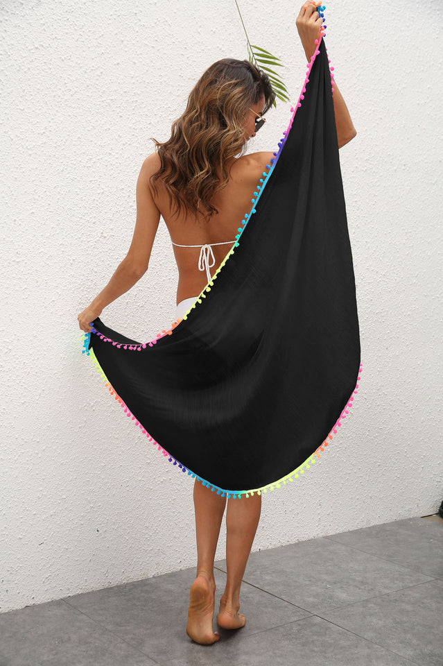 Tassel Patched Irregular One Piece Beach Skirt