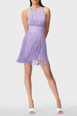 Halter Neck Backless Fringed Mini Dress