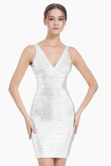 V-Neck Bandage Bodycon Dress