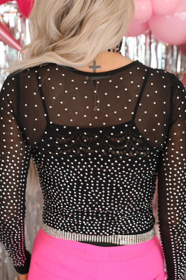 Mesh Rhinestone Bodysuit