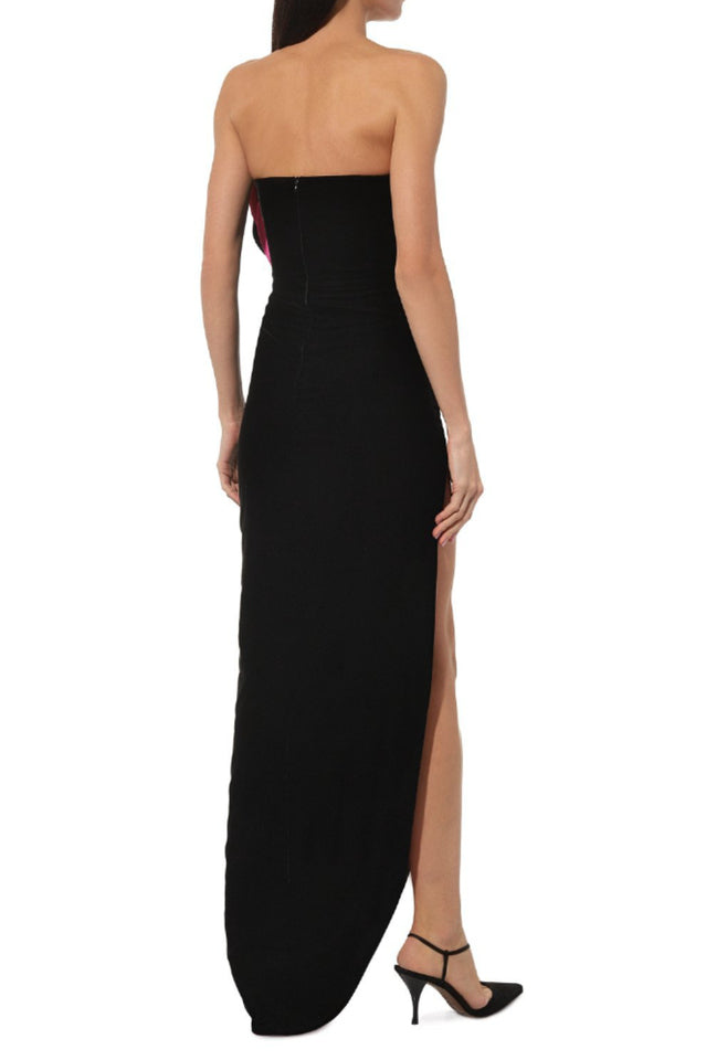 Velvet Flower Slit Maxi Dress