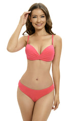 Solid Color Tie Front Bikini Set