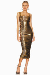 Mimi Gold Metal Midi Dress