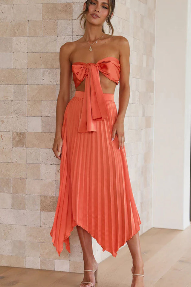 Tilley Pleated Top and Skirt Set