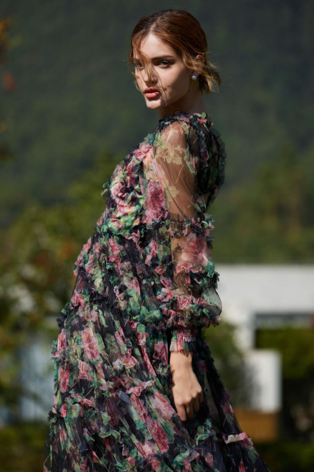 Aurora Floral Mesh Dress