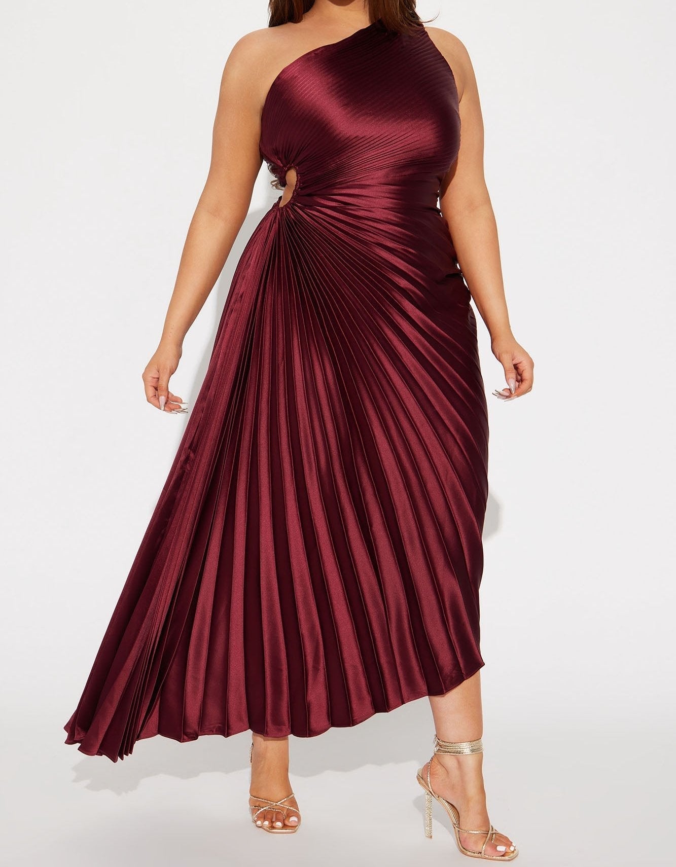 Demi - Wine Satin Maxi Dress