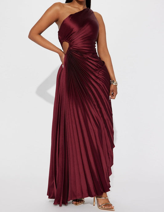 Demi - Wine Satin Maxi Dress