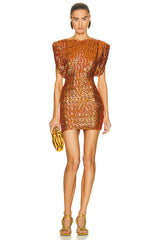 Annie Sequin Mini Dress In Orange