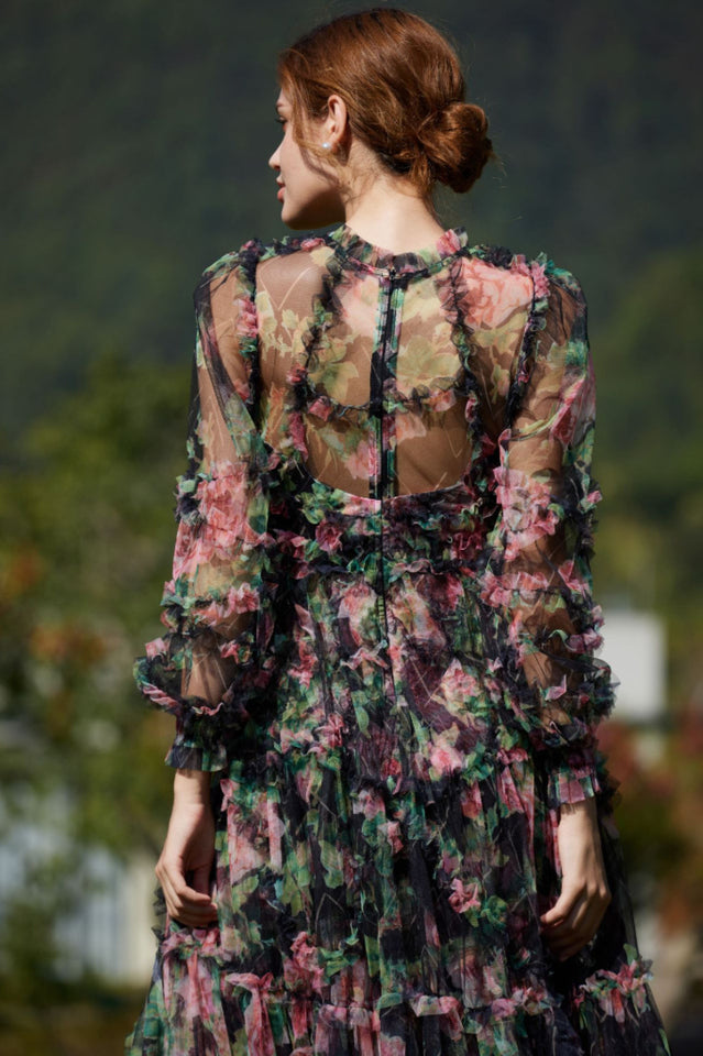 Aurora Floral Mesh Dress