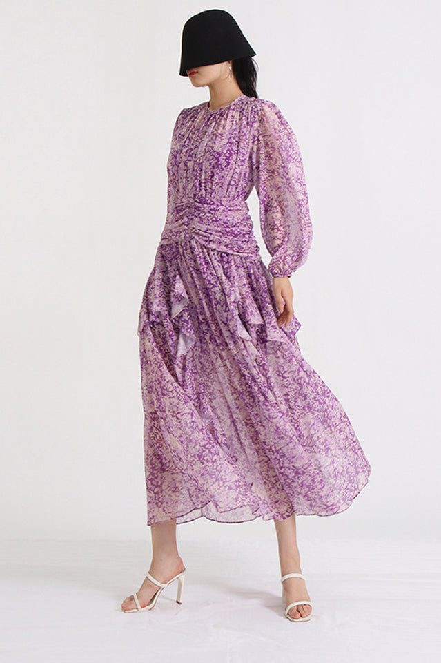 Aurier Round Neck Balloon Sleeve Maxi Dress