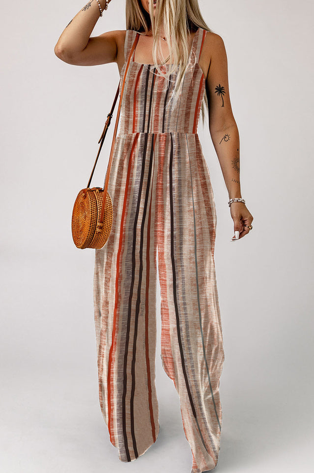 Striped Jumpsuit with Pockets