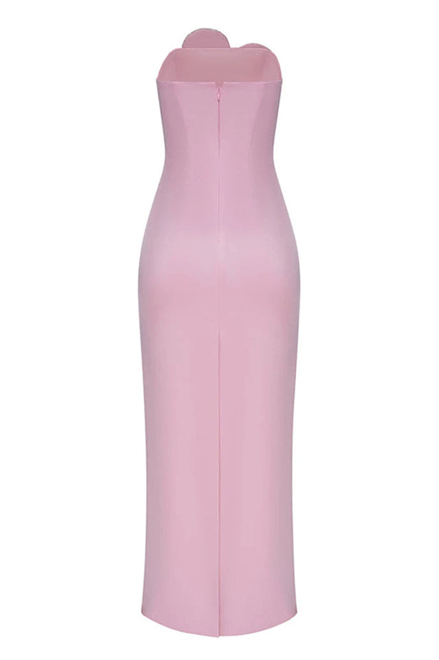 Heart Embellished Strapless Cady Column Dress