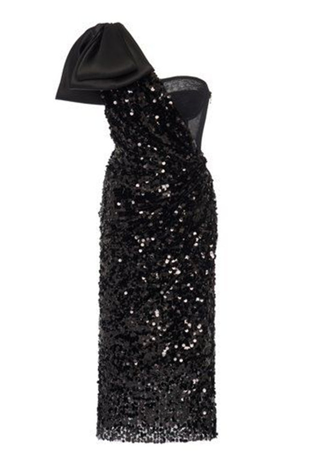 Sequined Longuette Dress With Bow