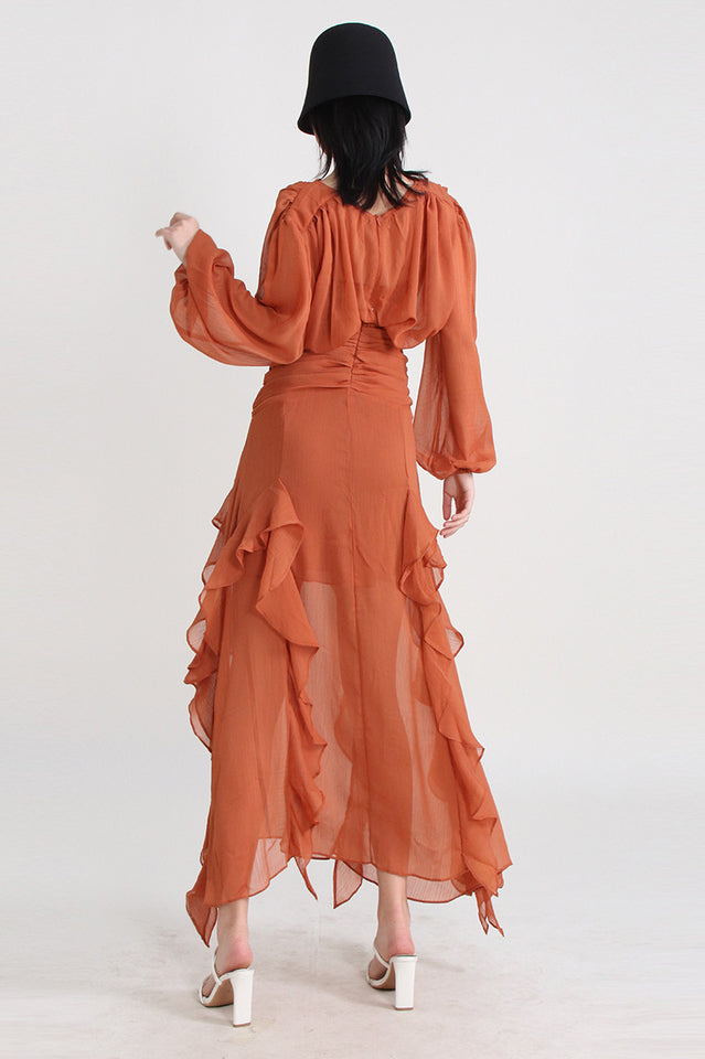 Leonie Ballon Sleeve Maxi Dress