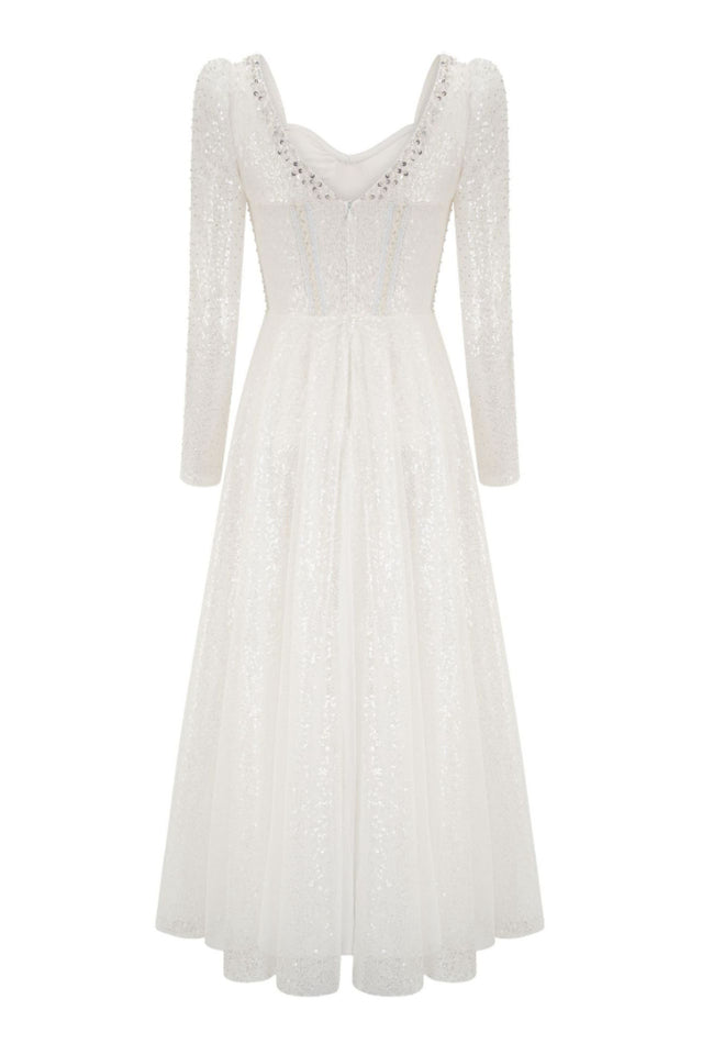Kamiyah White Mesh Midi Dress