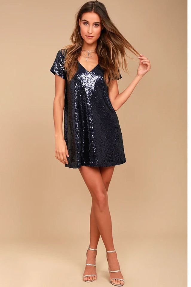 Light Up the Night Sequin Shift Dress