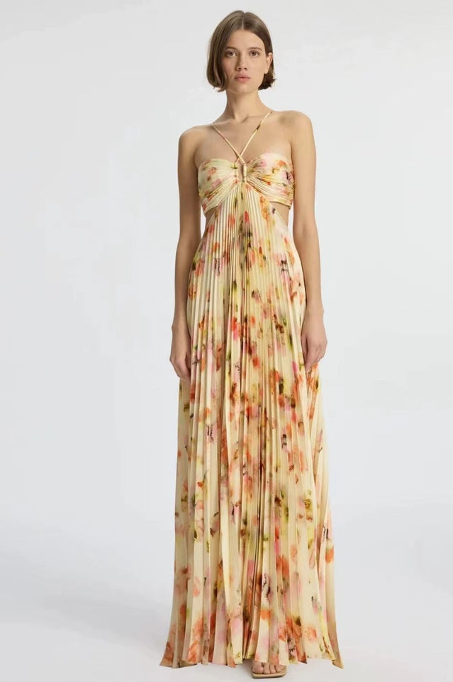 Moira Floral Cut-out Halter Maxi Dress