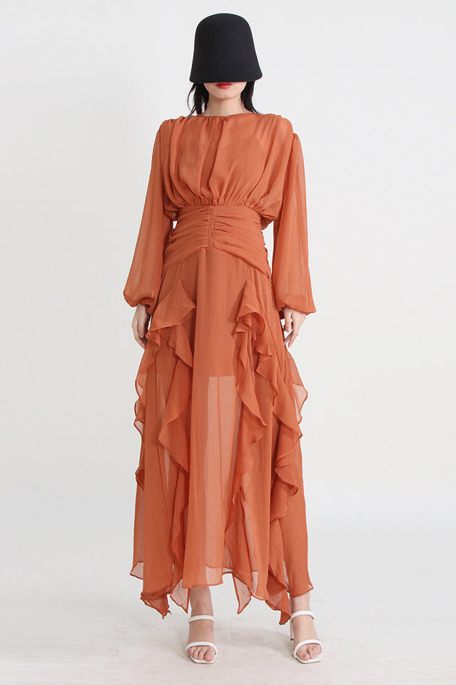 Leonie Ballon Sleeve Maxi Dress