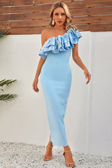 Lakelynn Ruffle Blue Maxi Dress