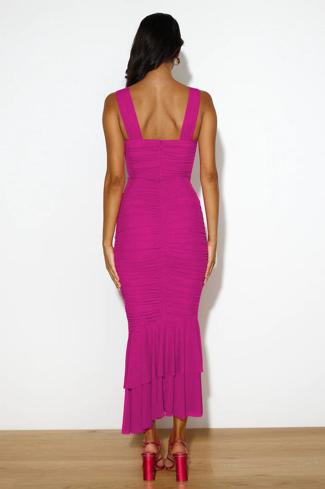 Nadia Ruched Fishtail Maxi Dress