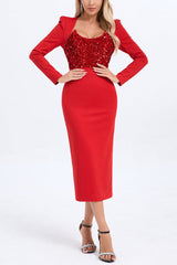 Melissa Long Sleeve Sequin Midi Dress