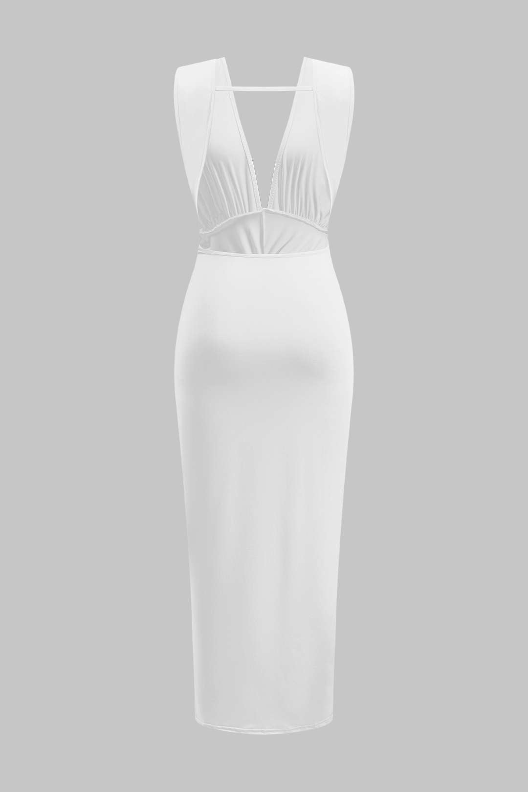 Ruched Twist Knot Backless Sleeveless Midi Dress