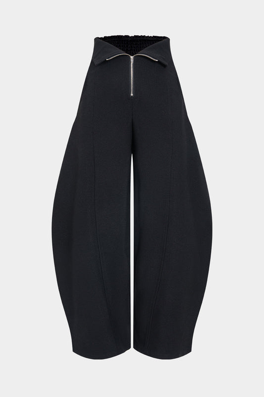 Wide Leg Design Zipper Barrel Trousers