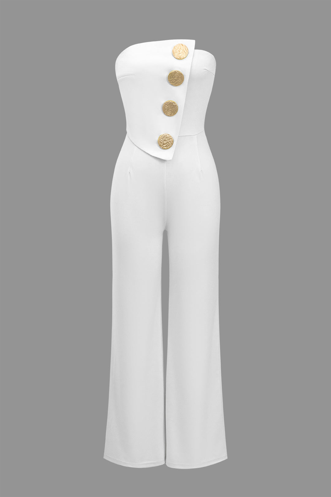 Solid Button Asymmetrical Jumpsuit