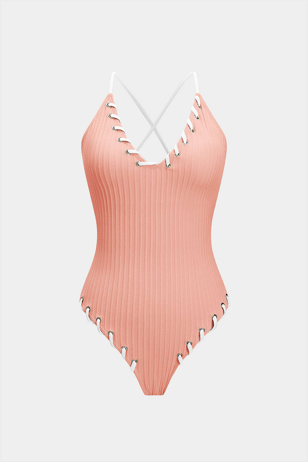 Contrast Whipstitching Tie Back Sleeveless Slip Bodysuit