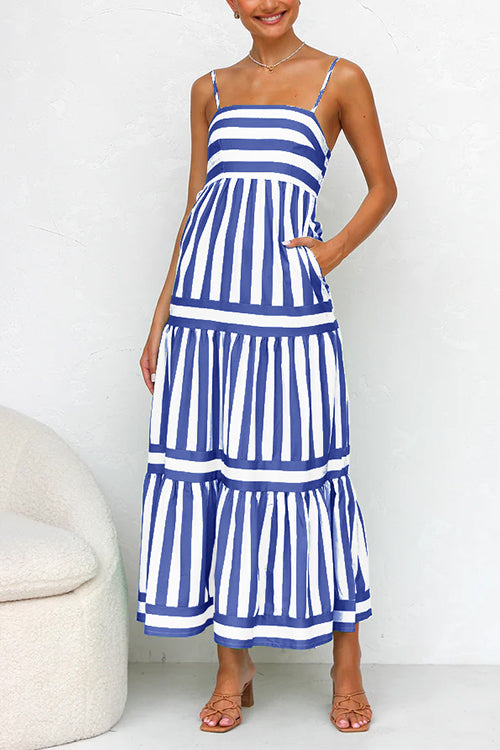 Dana | Spaghetti Strap Striped Maxi Dress