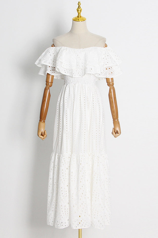 Tulum Off Shoulder Eyelet Dress