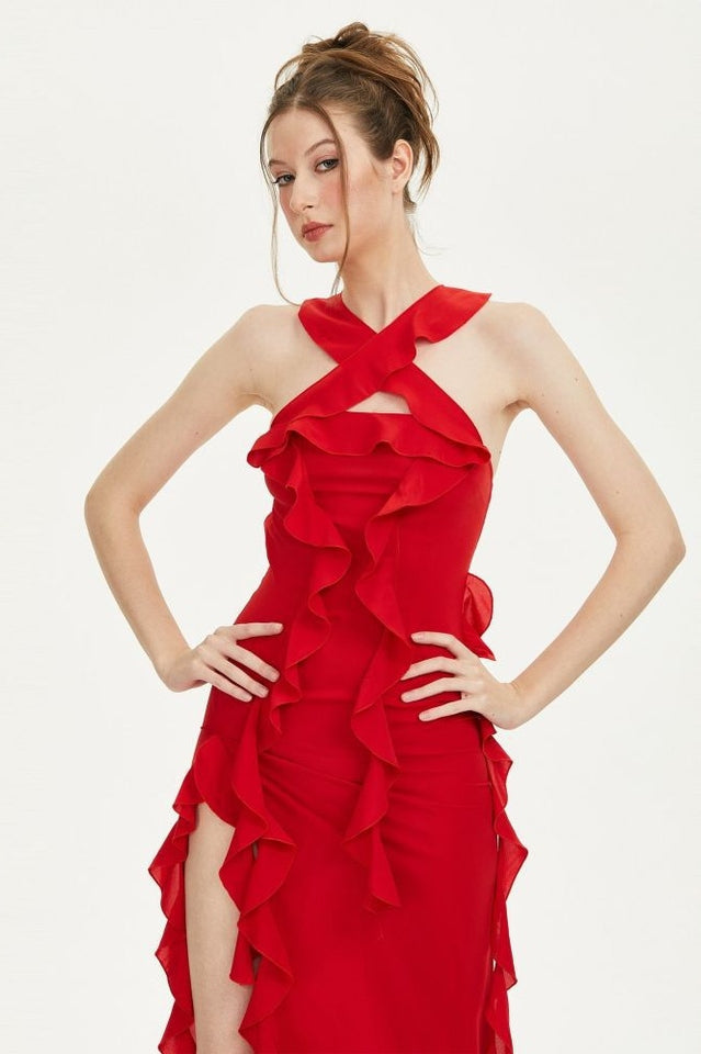 Crush Strapless Ruffle Dress