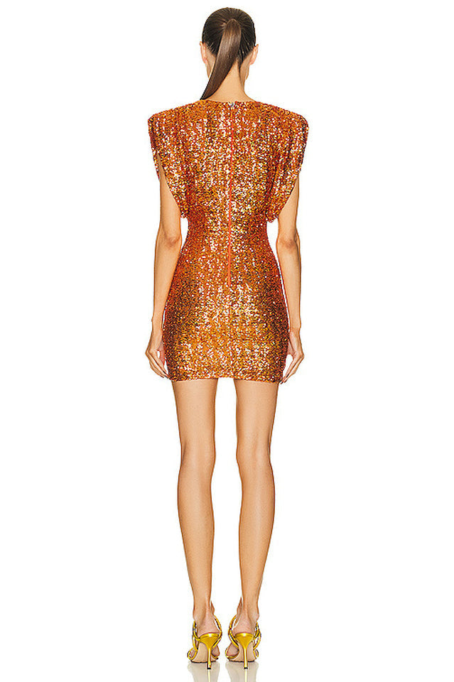 Annie Sequin Mini Dress In Orange