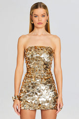 Stergiani Sequin Strapless Mini Red Dress