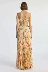 Moira Floral Cut-out Halter Maxi Dress