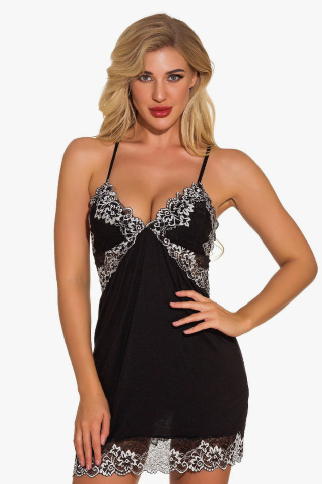 Lace Night Dress Lingerie Deep V Nightgown