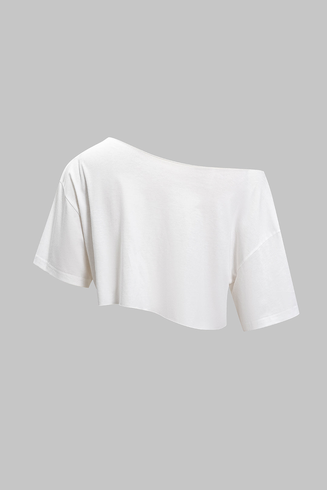 Letter Print One Shoulder Asymmetrical Short Sleeve T-Shirt