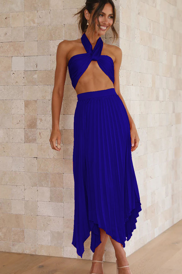 Tilley Pleated Top and Skirt Set